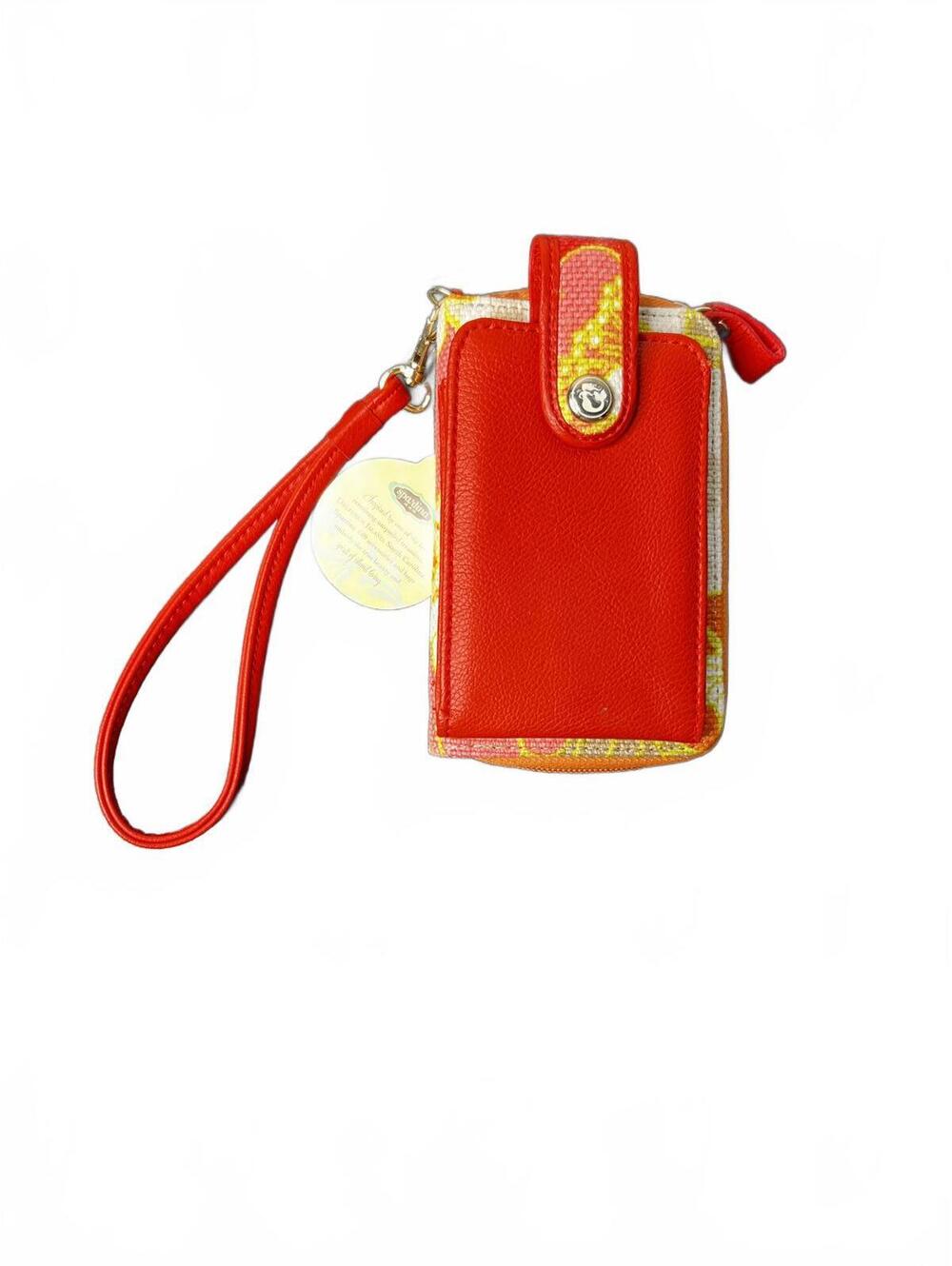 Spartina 449 NEW Red Coral and Orange Faux Leather Wristlet Wallet